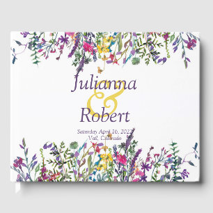 Colorful wildflowers wedding guest book