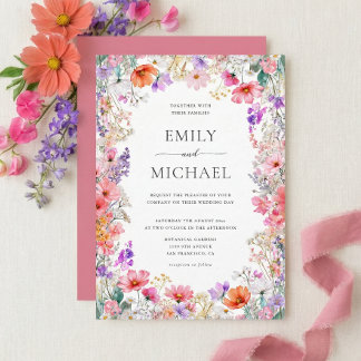 Colorful Wildflowers Wedding Invitation