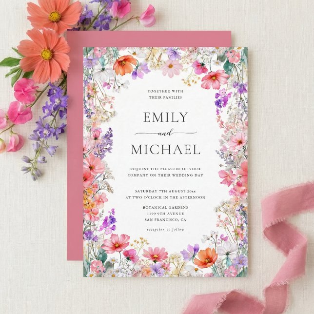 Colorful Wildflowers Wedding Invitation (Creator Uploaded)