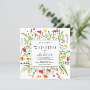 Colorful Wildflowers Wedding Invitation
