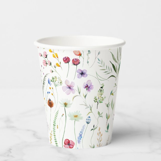 Colorful Wildflowers Wedding Paper Cup (Front)