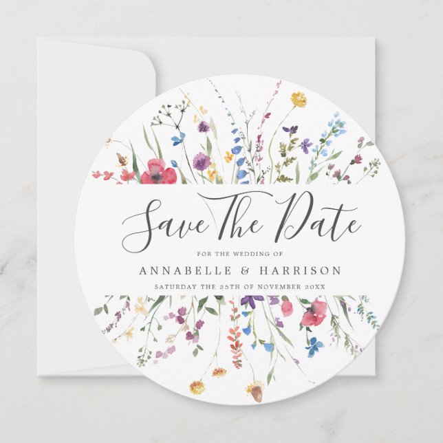 Colorful Wildflowers Wedding Save The Date (Front)