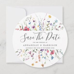 Colorful Wildflowers Wedding Save The Date