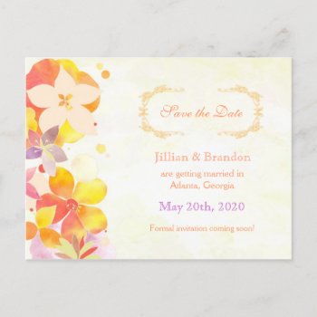 Colorful Wildflowers Wedding Save The Date Announcement Postcard by BridalHeaven at Zazzle