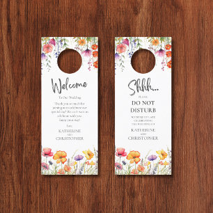 Colorful Wildflowers Wedding Shhh Do Not Disturb Door Hanger