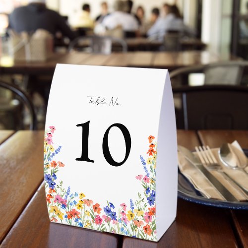 Colorful Wildflowers Wedding Table Number Paper Table Tent