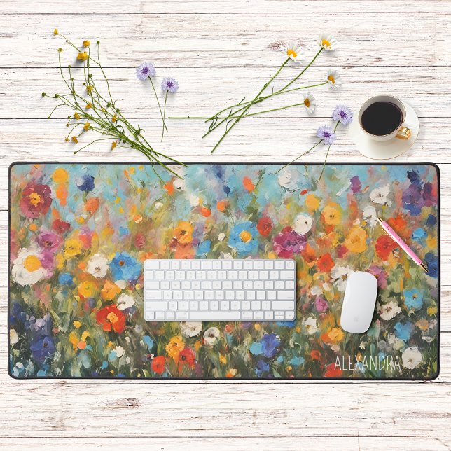 Colorful Wildfowers Abstract Floral Desk Mat (Creator Uploaded)