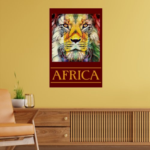 Colorful Wildlife Lion Pop Art Africa Travel Poster