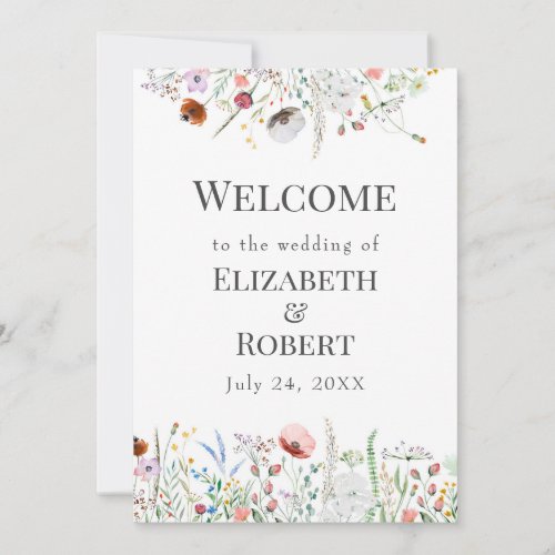 Colorful Wilflower Meadow Wedding Welcome Board Invitation