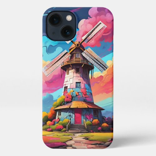 colorful windmill iPhone 13 Slim Fit Case Glossy iPhone 13 Case