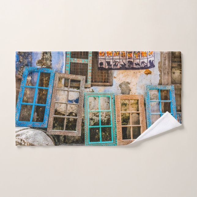 Colorful window frames bath towel set (Hand Towel)