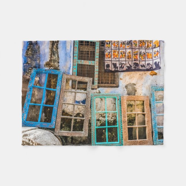 Colorful window frames fleece blanket (Front (Horizontal))