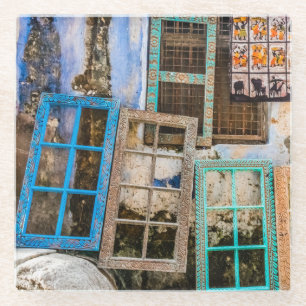 Colorful window frames glass coaster