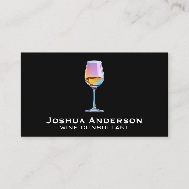 Colorful Wine Glass | Vineyard | Restaurant Business Card (Front)