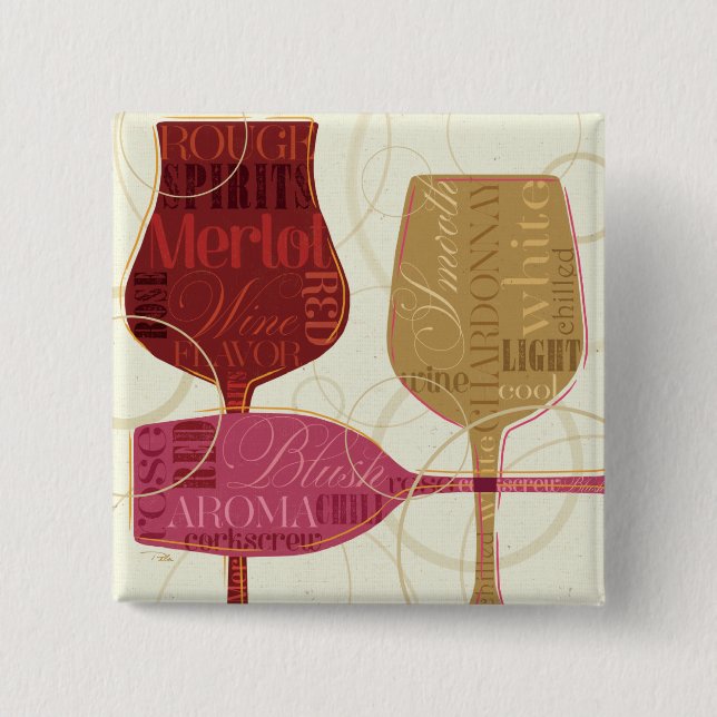 Colorful Wine Glasses Pinback Button (Front)