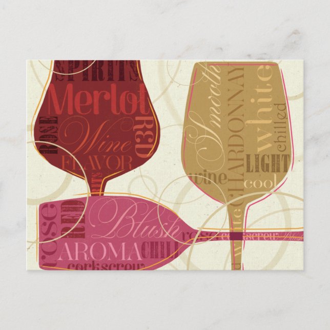 Colorful Wine Glasses Postcard (Front)
