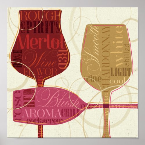 Colorful Wine Glasses Poster