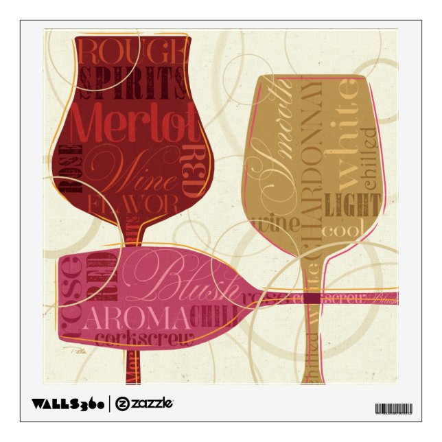 Colorful Wine Glasses Wall Decal (Front)