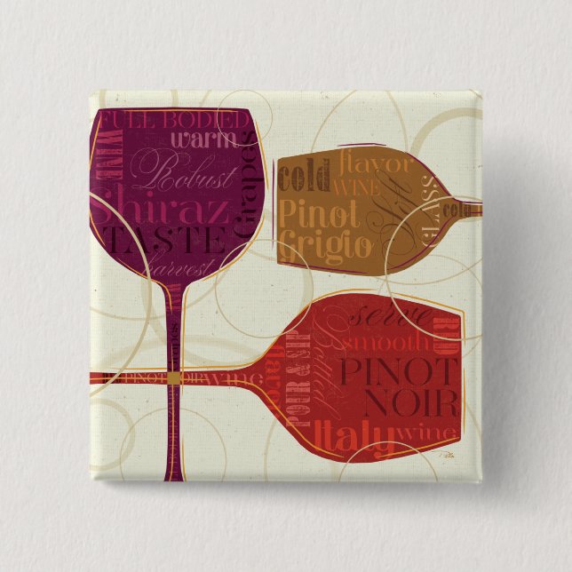 Colorful Wine Pinback Button (Front)