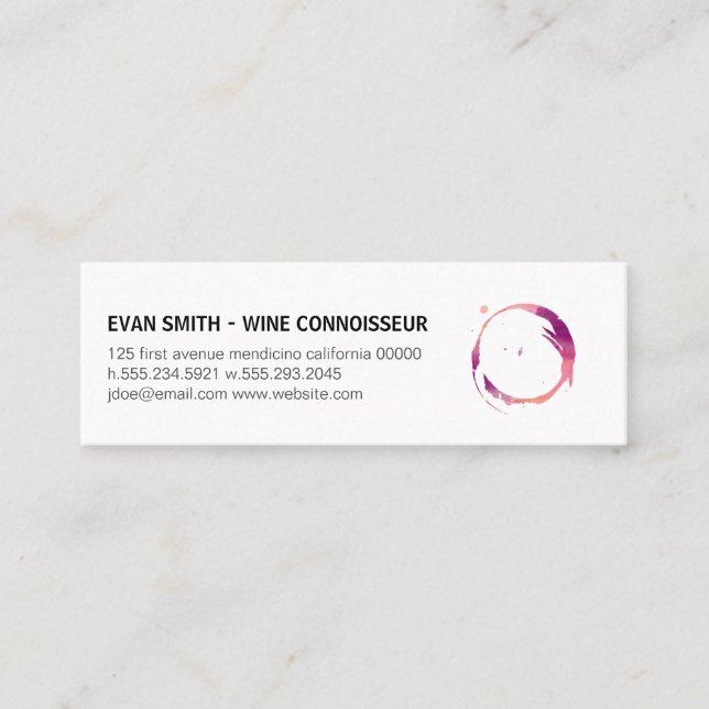 Colorful Wine Stain Mini Business Card (Front)