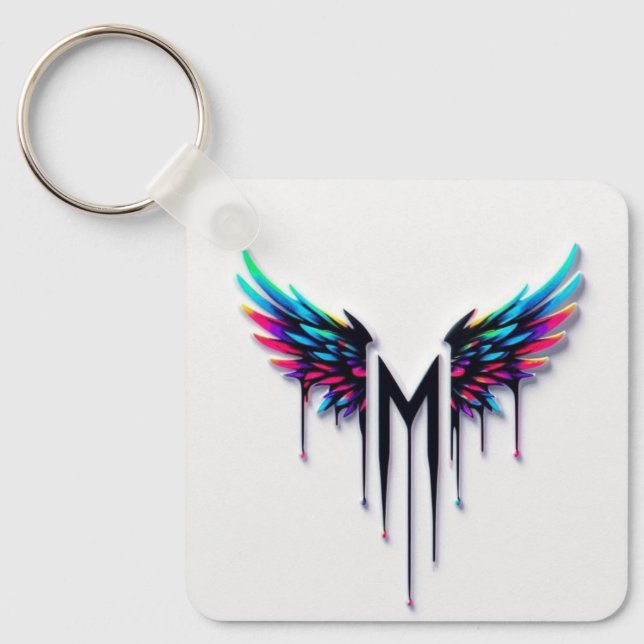 Colorful wings M Square Keychain (Front)