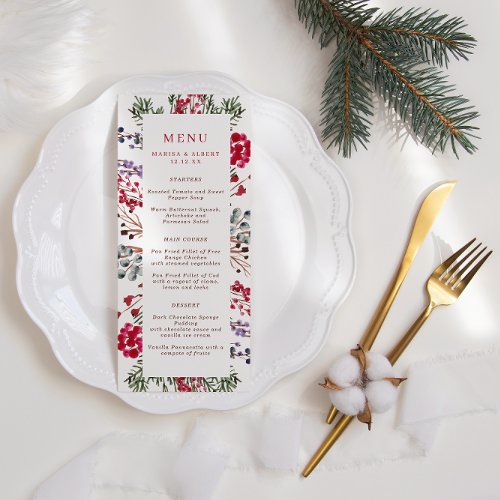 Colorful Winter Berries Frame Wedding Menu