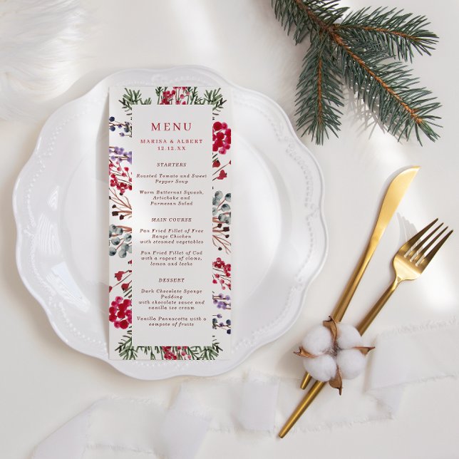Colorful Winter Berries Frame Wedding Menu (Creator Uploaded)