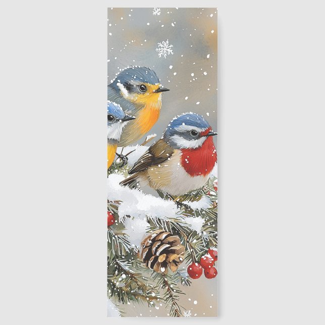 Colorful Winter Birds Bookmarks (Front)