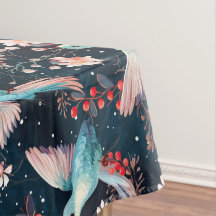 Colorful Winter Hummingbirds & Flowers Pattern
