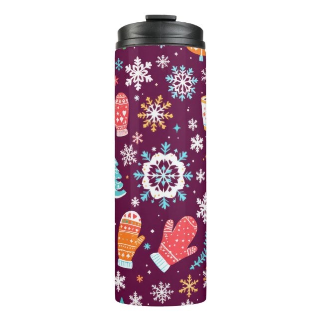 Colorful Winter Pattern Thermal Tumbler (Front)