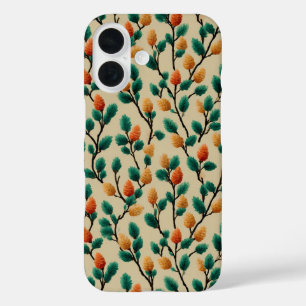 Colorful Winter Pinecone Branches iPhone 16 Case
