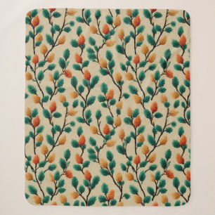 Colorful Winter Pinecone Branches Sherpa Blanket