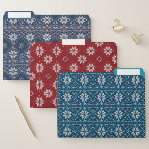 Colorful Winter Snowflakes Knitted Christmas File Folder