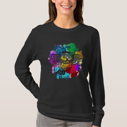 Colorful Wise Bird Owl Animal  Forest Owl T_Shirt