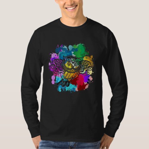 Colorful Wise Bird Owl Animal  Forest Owl T_Shirt