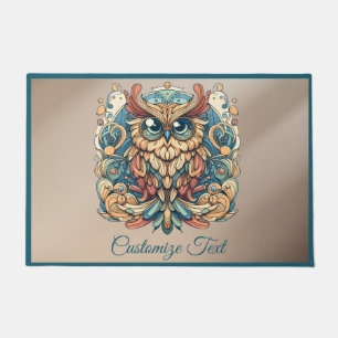 Colorful Wise Owl Personalized Housewarming Gift Doormat