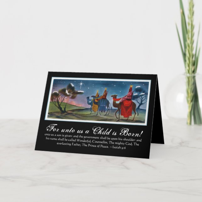 Colorful Wisemen Traveling Christmas Card w/Verse (Front)