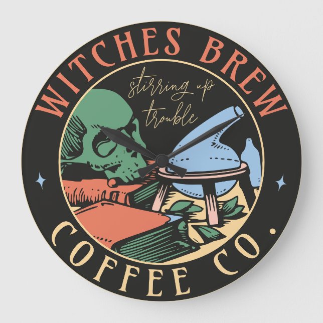 Colorful Witches Brew  Large Clock (Front)