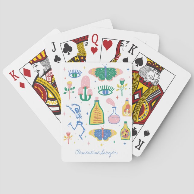 Colorful Witchy Magic Potion Personalized   Poker Cards (Back)