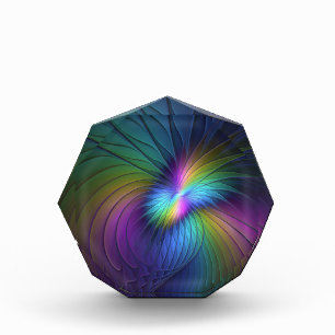 Colorful With Blue Modern Abstract Fractal Art Acrylic Award
