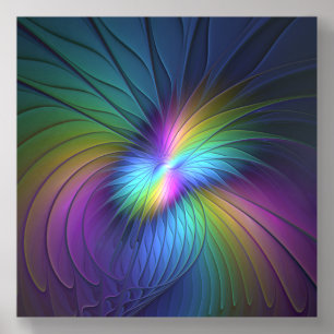 Colorful With Blue Modern Abstract Fractal Art Acrylic Photo Tile
