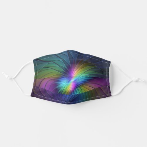 Colorful With Blue Modern Abstract Fractal Art Adult Cloth Face Mask