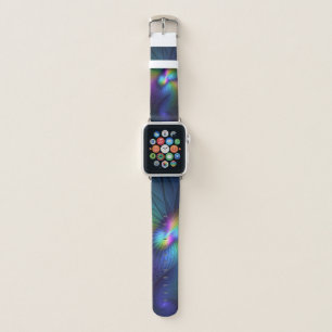 Colorful With Blue Modern Abstract Fractal Art Apple Watch Band