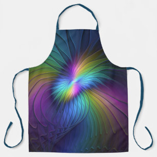 Colorful With Blue Modern Abstract Fractal Art Apron