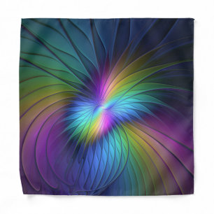 Colorful With Blue Modern Abstract Fractal Art Bandana