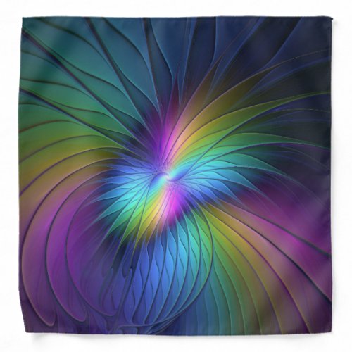 Colorful With Blue Modern Abstract Fractal Art Bandana
