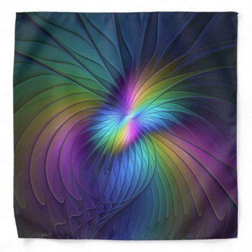 Colorful With Blue Modern Abstract Fractal Art Bandana