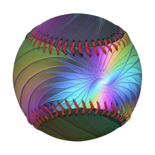 Colorful With Blue Modern Abstract Fractal Art Baseball