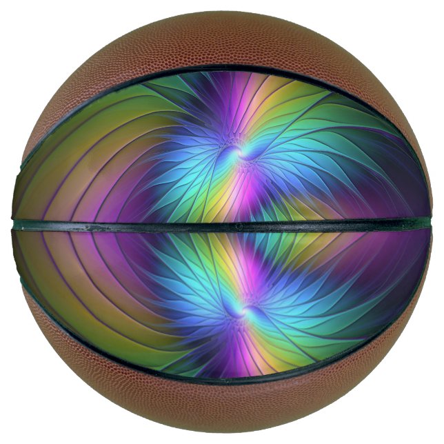 Colorful With Blue Modern Abstract Fractal Art Basketball (Front)