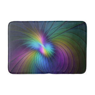 Colorful With Blue Modern Abstract Fractal Art Bath Mat